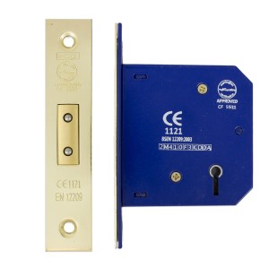 i-CE Locking Systems 5 Lever Deadlock 75mm CE Rated Electro Brass