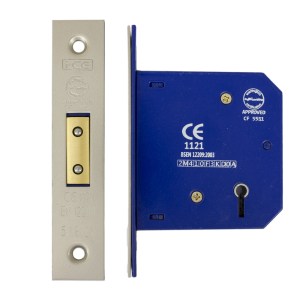 i-CE Locking Systems 5 Lever Deadlock 75mm CE Rated Satin Nickel Plated