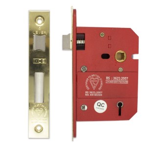 i-CE Locking Systems 5 Lever Sashlock 75mm British Standard BS3621 Electro Brass