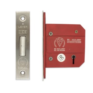i-CE Locking Systems 5 Lever Deadlock 63mm British Standard BS3621 Satin Stainless Steel