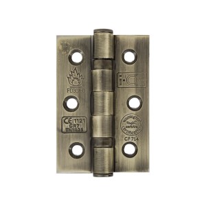 i-CE Locking Systems Mild Steel Ball Bearing Hinge 76mm CE7 Rated Antique Brass