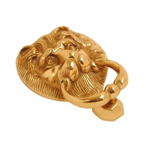 CORE-BULK Lion Head Knocker Polished Brass 150mm