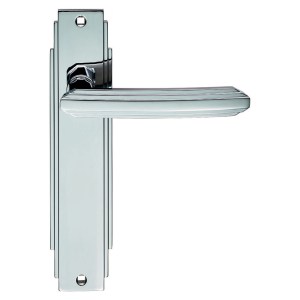 CARLISLE BRASSĀ® Art Deco Lever on Latch Backplate - Polished Chrome - 205 x 45mm