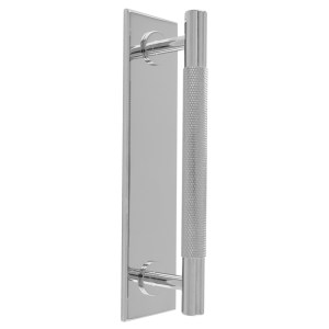 CARLISLE BRASSĀ® Knurled Pull handle on Backplate - Polished Chrome - 160mm c/c