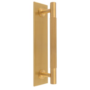 CARLISLE BRASSĀ® Lines Pull Handles on backplate - Satin Brass - 128mm c/c