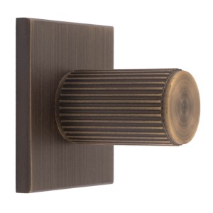 CARLISLE BRASSĀ® Lines Cylinder Knob on Backplate - Antique Brass