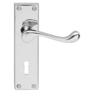 CARLISLE BRASSĀ® Contract Victorian Scroll Lever on Lock Backplate - Polished Chrome - 155mm x 40mm - 57mm c/c