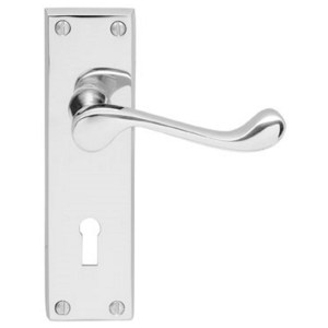 CARLISLE BRASSĀ® Victorian Scroll Lever on Lock Backplate - Polished Chrome - 150mm x 43mm - 57mm c/c