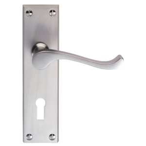 CARLISLE BRASSĀ® Victorian Scroll Lever on Lock Backplate - Satin Chrome - 150mm x 43mm - 57mm c/c