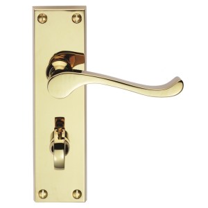 CARLISLE BRASSĀ® Contract Victorian Scroll Lever on WC Backplate - Polished Brass - 155mm x 40mm - 57mm c/c