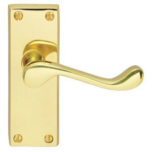 CARLISLE BRASS® Victorian Scroll Lever on Short Latch Backplate - Polished Brass - 118mm x 43mm