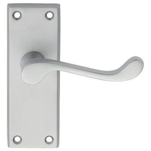 CARLISLE BRASSĀ® Contract Victorian Scroll Lever on Latch Backplate - Satin Chrome - 120mm x 40mm
