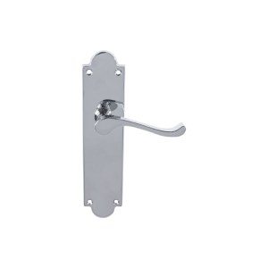 CARLISLE BRASSĀ® Victorian Scroll Lever On Shaped Backplate Latch (Contract Range) - Polished Chrome - 203mm x 48mm