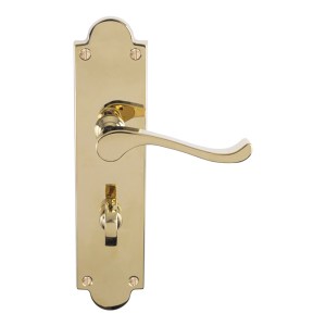 CARLISLE BRASSĀ® Victorian Scroll Lever On Shaped Backplate Bathroom 57mm C/C (Contract Range) - Polished Brass