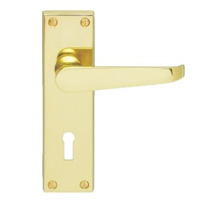 CARLISLE BRASSĀ® Contract Victorian Lever on Lock Backplate - Polished Brass - 155mm x 40mm - 57mm c/c