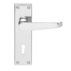 CARLISLE BRASSĀ® Contract Victorian Lever on Lock Backplate - Polished Chrome - 155mm x 40mm - 57mm c/c