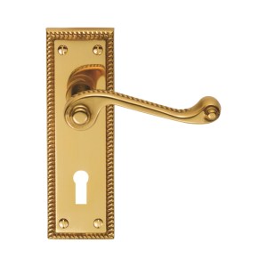 CARLISLE BRASSĀ® Georgian Lever on Backplate Lock Contract - Polished Brass - 152mm x 50mm - 57mm c/c