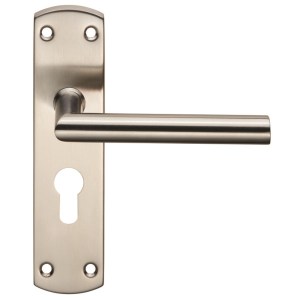 EUROSPECĀ® Steelworx Residential Mitred Lever on Euro Lock Backplate - Satin Stainless Steel - 47.5mm