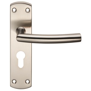 EUROSPECĀ® Steelworx Residential Arched Lever on Euro Lock Backplate - Satin Stainless Steel - 47.5mm