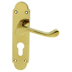 CARLISLE BRASSĀ® Oakley Lever on Euro Lock Backplate - Polished Brass - 170mm x 42mm
