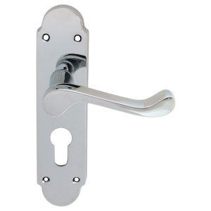 CARLISLE BRASSĀ® Oakley Lever on Euro Lock Backplate - Polished Chrome - 170mm x 42mm