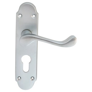 CARLISLE BRASSĀ® Oakley Lever on Euro Lock Backplate - Satin Chrome - 170mm x 42mm