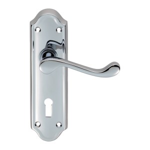 CARLISLE BRASSĀ® Ashtead Lever on Lock Backplate - Polished Chrome - 168mm x 48mm - 57mm c/c