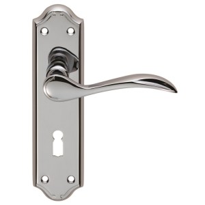 CARLISLE BRASSĀ® Madrid Lever on Lock Backplate - Polished Chrome - 180mm x 45mm - 57mm c/c