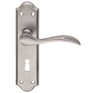 CARLISLE BRASSĀ® Madrid Lever on Lock Backplate - Satin Chrome - 180mm x 45mm - 57mm c/c