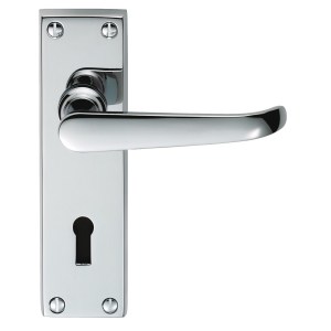 CARLISLE BRASSĀ® Victorian Ascot Lever on Lock Backplate - Polished Chrome - 152mm x 45mm - 57mm c/c