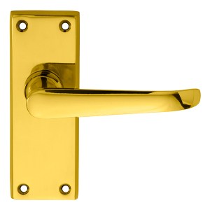 CARLISLE BRASSĀ® Victorian Ascot Lever on Short Latch Backplate - Polished Brass - 118mm x 43mm