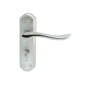 CARLISLE BRASSĀ® Lytham Lever on WC backplate - Satin Chrome/Polished Chrome - 180mm x 48mm - 57mm c/c