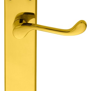 CARLISLE BRASS® Victorian Scroll Lever on Sweedor Latch Backplate - Polished Brass - 150mm x 43mm