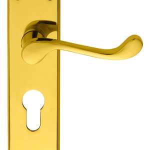 CARLISLE BRASSĀ® Victorian Scroll Lever on Euro Lock Backplate - Polished Brass - 150mm x 43mm - 47.5mm c/c