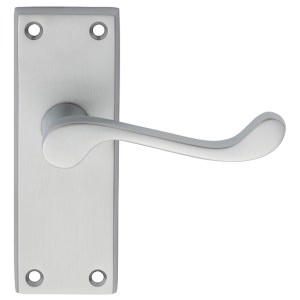 CARLISLE BRASS® Victorian Scroll Lever on Short Latch Backplate - Satin Chrome - 118mm x 43mm
