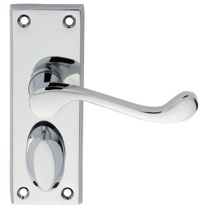 CARLISLE BRASS® Victorian Scroll Lever on Short Privacy Backplate - Polished Chrome - 118mm x 43mm