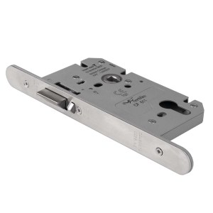 EUROSPECĀ® Easi-T Din Euro Profile Nightlatch Radius - Satin Stainless Steel - 60mm - 72mm c/c