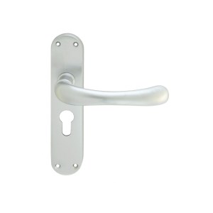 MANITALĀ® Ibra Lever on Euro Lock Backplate - Satin Chrome - 185mm x 40mm - 47.5mm c/c