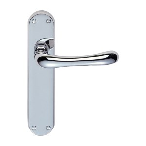 MANITALĀ® Ibra Lever on Latch Backplate - Polished Chrome - 185mm x 40mm