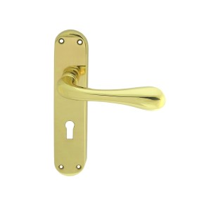 MANITALĀ® Astro Lever on Lock Backplate - Polished Brass - 185mm x 40mm - 57mm c/c