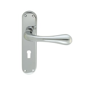 MANITALĀ® Astro Lever on Lock Backplate - Polished Chrome - 185mm x 40mm - 57mm c/c