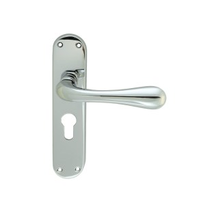 MANITALĀ® Astro Lever on Euro Lock Backplate - Polished Chrome - 185mm x 41mm - 47.5mm c/c