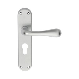 MANITALĀ® Astro Lever on Euro Lock Backplate - Satin Chrome - 185mm x 41mm - 47.5mm c/c