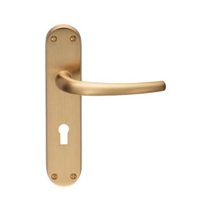 MANITALĀ® Lilla Lever on Lock Backplate - Satin Brass - 185mm x 40mm - 57mm c/c