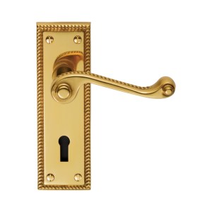 CARLISLE BRASSĀ® Georgian Lever on Lock Backplate - Polished Brass - 150mm x 48mm - 57mm c/c