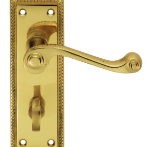 CARLISLE BRASSĀ® Georgian Lever on WC Backplate - Polished Brass - 150mm x 48mm - 57mm c/c