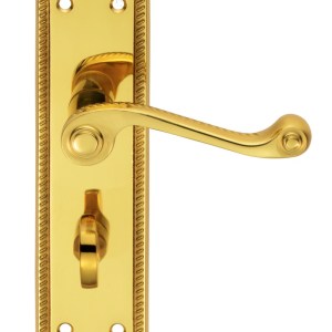 CARLISLE BRASSĀ® Georgian Lever on Shaped WC Backplate - Polished Brass - 204mm x 48mm - 57mm c/c