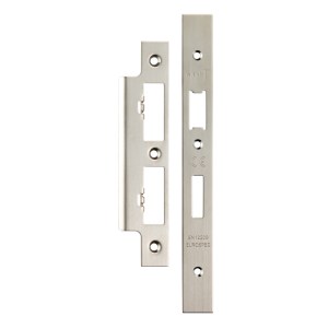 EUROSPECĀ® Forend Strike & Fixing Pack To Suit Din Euro Sash/Bathroom Lock Square Forend - Satin Stainless Steel
