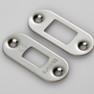 EUROSPECĀ® Forend Strike & Fixing Pack To Suit Heavy Duty Tubular Deadbolt Bright Radius Forend - Polished Stainless Steel