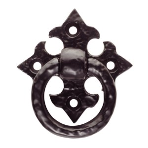 CARLISLE BRASSĀ® Ring Pull on Gothic Cross Backplate - Black Antique - 57 x 57mm